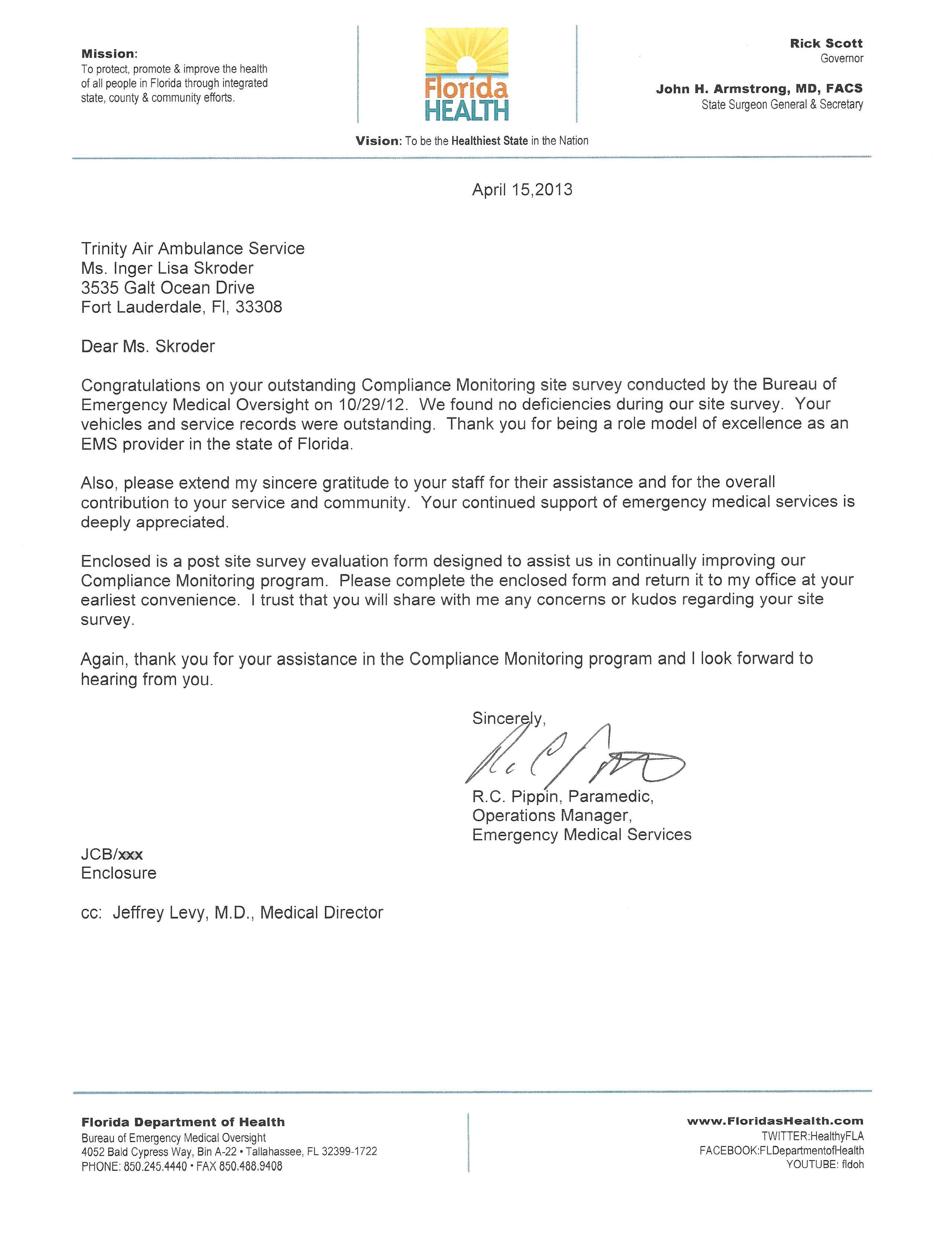 Trinity Air Ambulance International - Outstanding Compliance Letter
